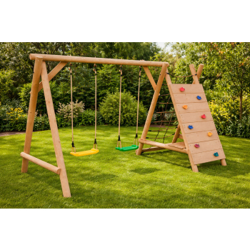 DREWNIANY PLAC ZABAW DO OGRODU MAGGIORE 2xHUŚTAWKA SUROWY SUPER-PLACE NEW!